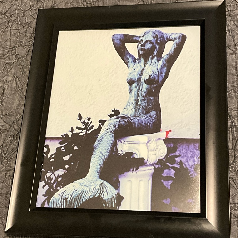 Framed Mermaid Statue Art Print